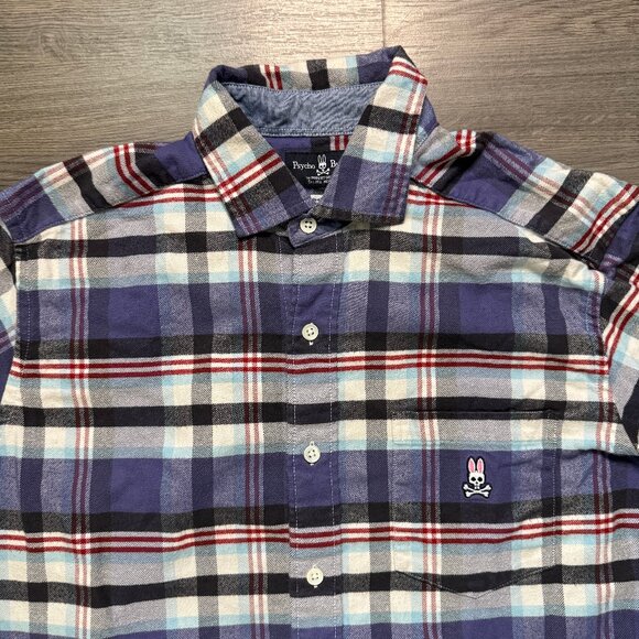 Psycho Bunny Men's Flannel Shirt - Purple Plaid - Picture 3 of 7